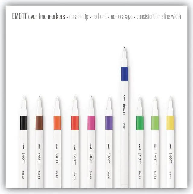 Alt view image 13 of 14 - Uni-ball EMOTT Porous Point Pens Fine 0.4 mm Assorted Ink 5 Pack 24828