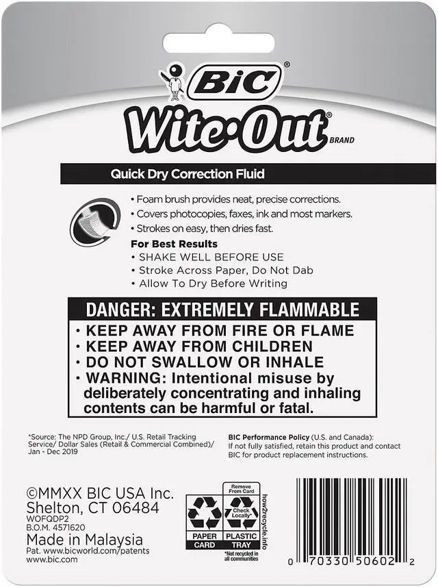 Alt view image 6 of 6 - BIC Wite-Out Quick Dry Correction Fluid 2/Pack (WOFQDP24-A-WHI)