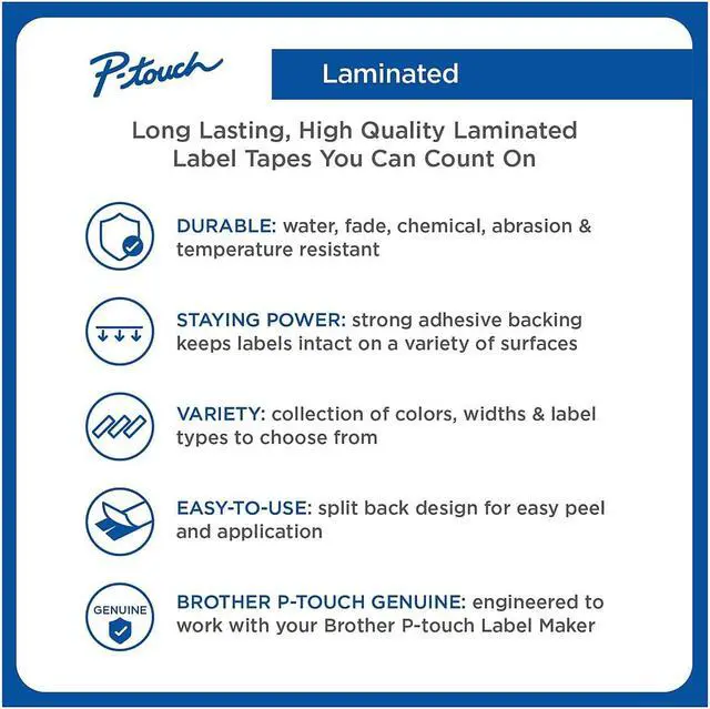 Alt view image 3 of 6 - Brother P-touch TZe-535CS Laminated Label Maker Tape 1/2" x 26-2/10' White on Blue (TZe-535CS) TZE535CS