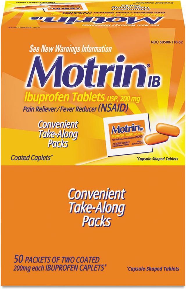 Alt view image 3 of 14 - Motrin IB Ibuprofen Tablets Two-Pack 50 Packs/Box 48152