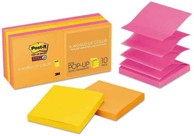 Alt view image 2 of 15 - Post-it Pop-up 3 x 3 Note Refill Rio de Janeiro 90-Sheet 10/Pack R33010SSAU