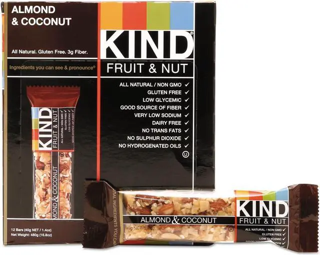 Alt view image 6 of 12 - Kind Fruit and Nut Bars, Almond and Coconut, 1.4 Oz, 12/Box 17828
