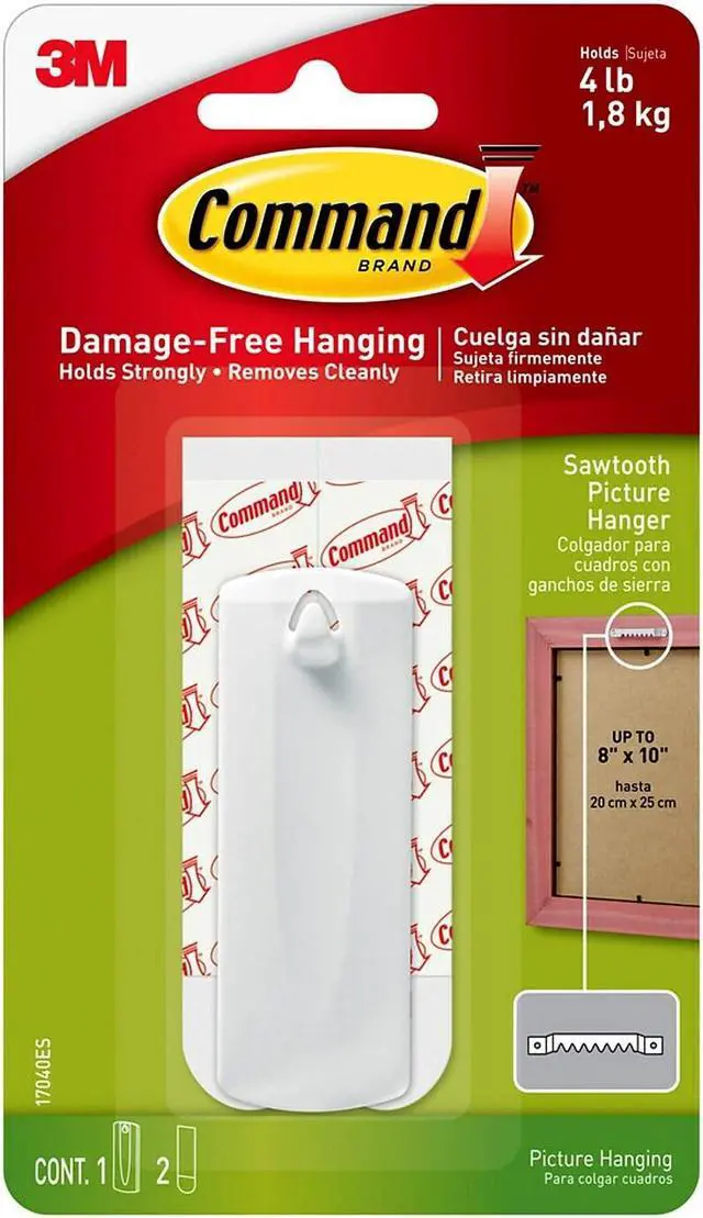 Alt view image 19 of 20 - 3M 17040 Command Sawtooth Picture Hanger 1 hook, 2 strips