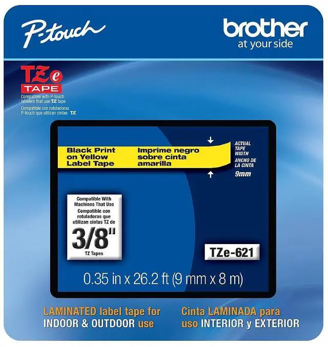 Alt view image 8 of 16 - Brother P-touch TZe-621 Label Maker Tape 0.35"W Yellow/Black TZE621CS