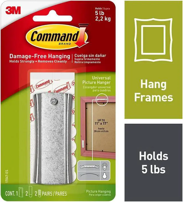 Alt view image 15 of 20 - 3M 17047 Command Sticky Nail Sawtooth Hanger 1 hanger, 2 large strips, 2 sets of mini str