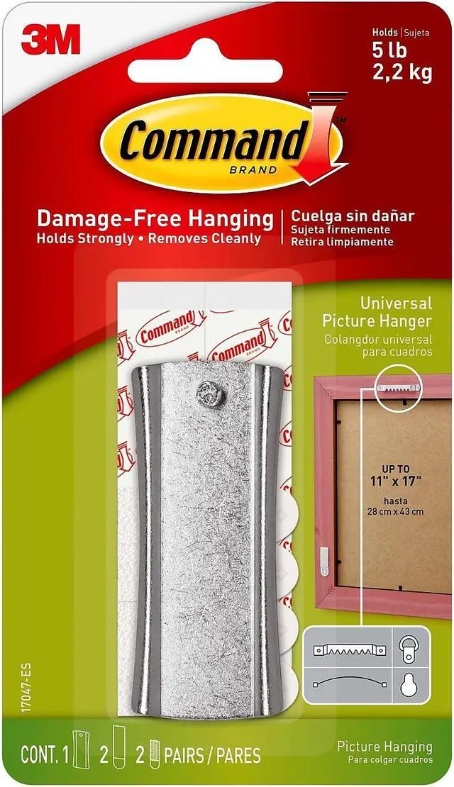 Alt view image 14 of 20 - 3M 17047 Command Sticky Nail Sawtooth Hanger 1 hanger, 2 large strips, 2 sets of mini str