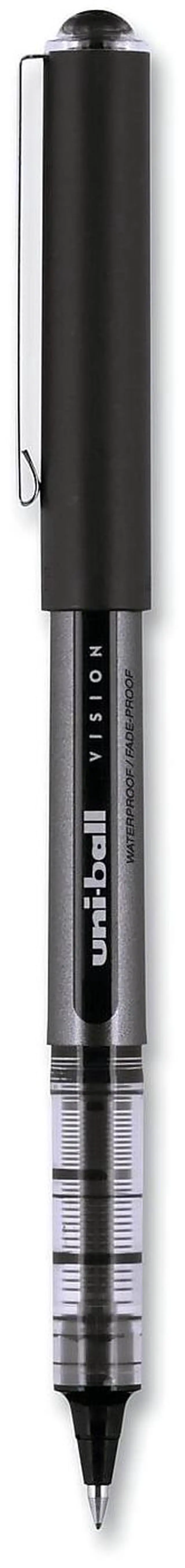 Alt view image 7 of 17 - Uni-ball VISION Roller Ball Pen, Bold 1 mm, Black Ink, Black Barrel, Dozen