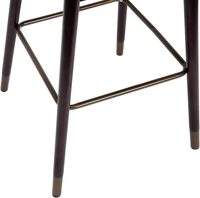 Alt view image 13 of 20 - Margo 30" Commercial Grade Mid-Back Modern Barstool with Walnut Finish Beechwood Legs and Curved Back, Black LeatherSoft/Bronze Accents-Set of 2