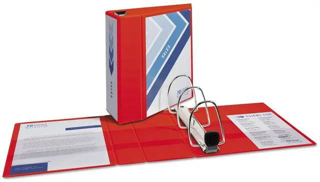 Alt view image 4 of 9 - Avery Heavy-Duty View Binder w/Locking 1-Touch EZD Rings 5" Cap Red 79327