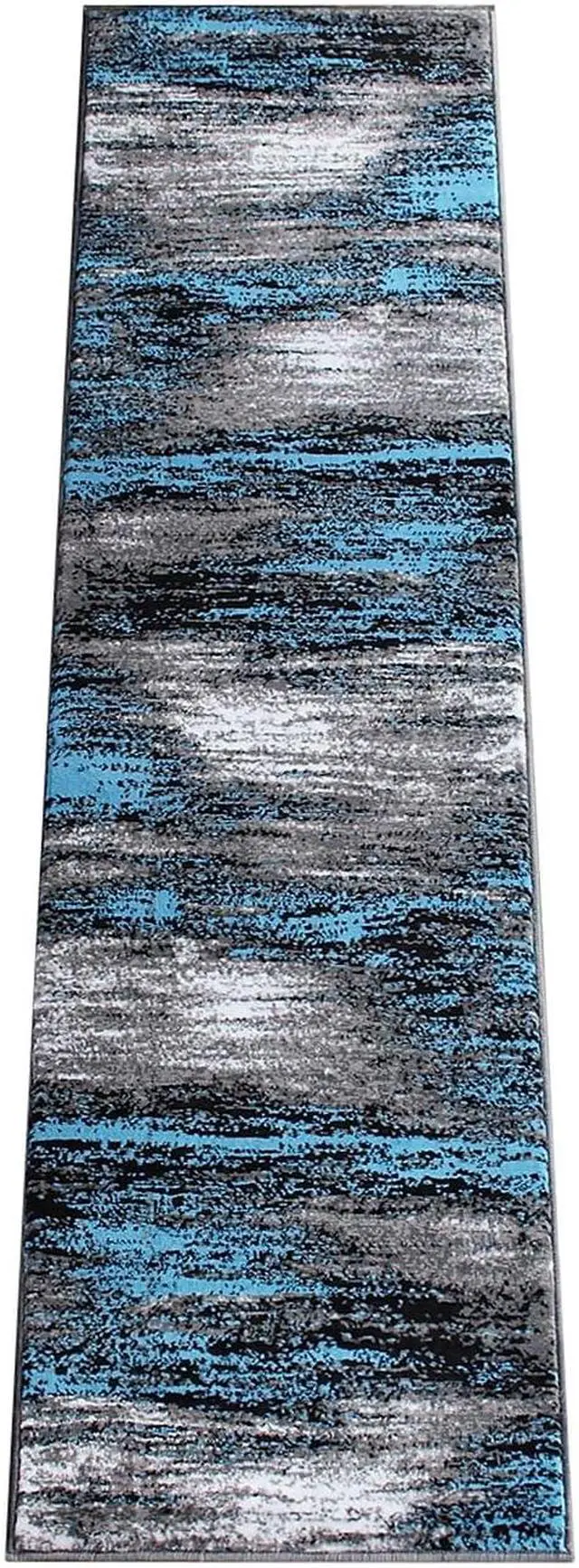 Alt view image 19 of 19 - Rylan Collection 5' x 7' Blue Scraped Design Area Rug - Olefin Rug with Jute Backing - Living Room, Bedroom, Entryway
