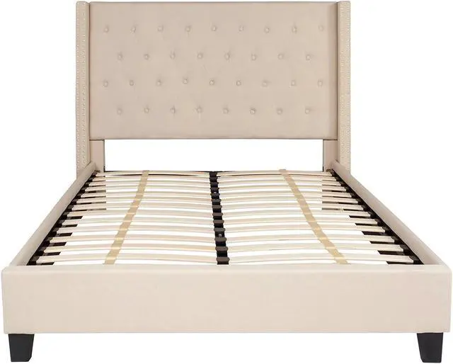 Alt view image 15 of 20 - Riverdale Full Size Tufted Upholstered Platform Bed in Beige Fabric
