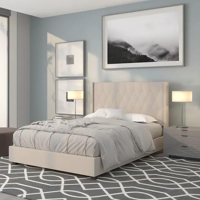Alt view image 12 of 20 - Riverdale Full Size Tufted Upholstered Platform Bed in Beige Fabric