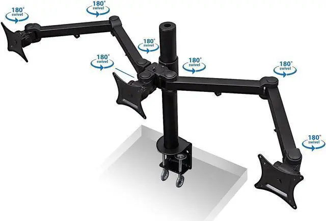 Alt view image 12 of 14 - Mount-It! Adjustable Triple Monitor Mount Up to 32" Black MI-753XL