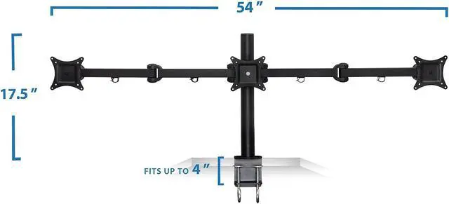 Alt view image 11 of 14 - Mount-It! Adjustable Triple Monitor Mount Up to 32" Black MI-753XL