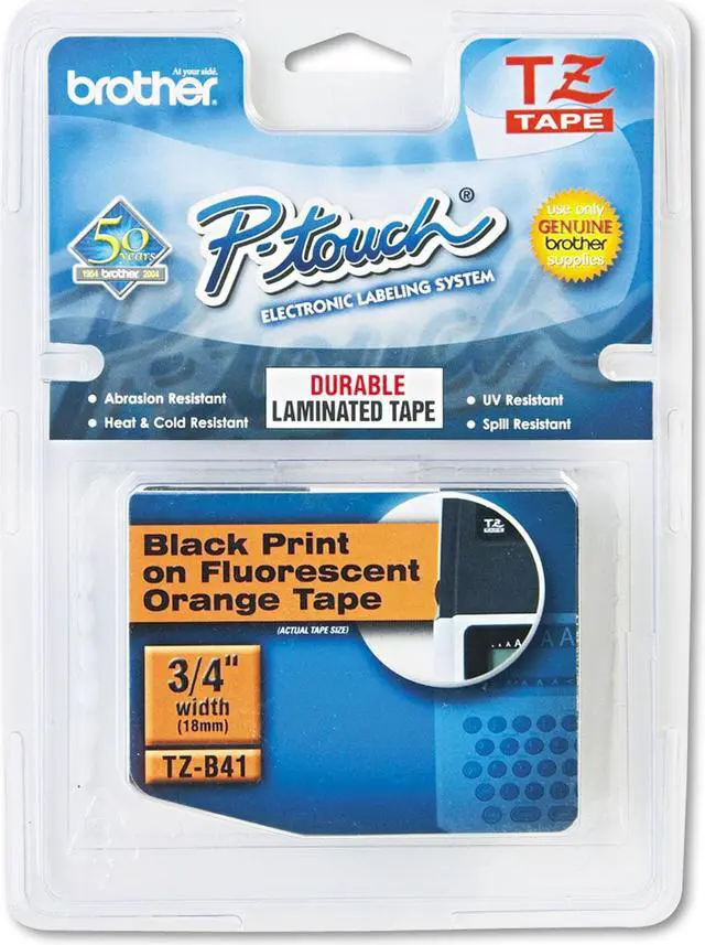 Alt view image 2 of 5 - Brother Label Tape Cartridge Black/Fluorescent Orange   Asset Management TZeB41