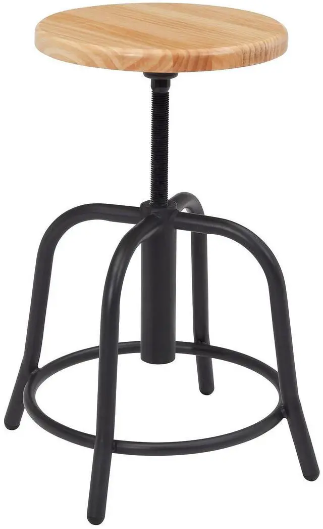 Alt view image 2 of 6 - NPS 6800W10  Height Adjustable Wood Seat Swivel Stool - Supports Up to 300 lb - 19" to 25" Seat Height - Maple Seat/Black Base