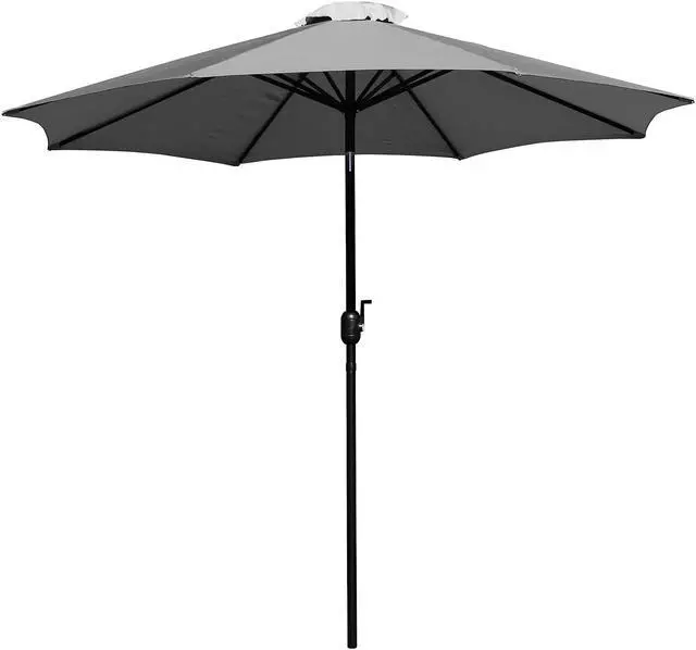 Alt view image 6 of 12 - Gray 9 FT Round Umbrella with 1.5" Diameter Aluminum Pole with Crank and Tilt Function