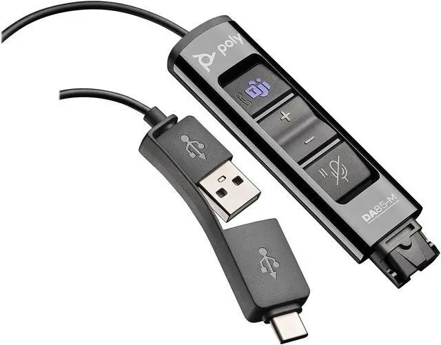 Alt view image 9 of 9 - Poly - DA85M USB-A / USB-C Digital Adapter (Plantronics) - Works with Poly Call Center Quick Disconnect (QD) Headsets - Acoustic Hearing Protection - Hold & Call Answer Buttons - Optimized for Teams