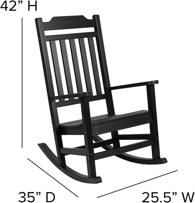 Alt view image 11 of 20 - Set of 2 Winston All-Weather Poly Resin Rocking Chairs with Accent Side Table in Black