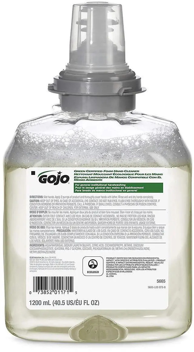 Alt view image 2 of 6 - GOJO TFX Green Certified Foam Hand Cleaner Fragrance-Free 916719