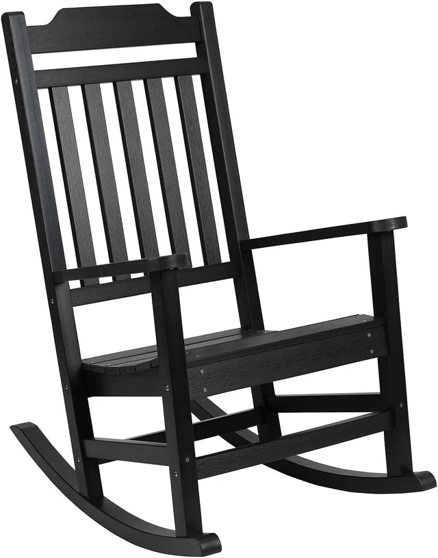 Alt view image 13 of 20 - Set of 2 Winston All-Weather Poly Resin Rocking Chairs with Accent Side Table in Black