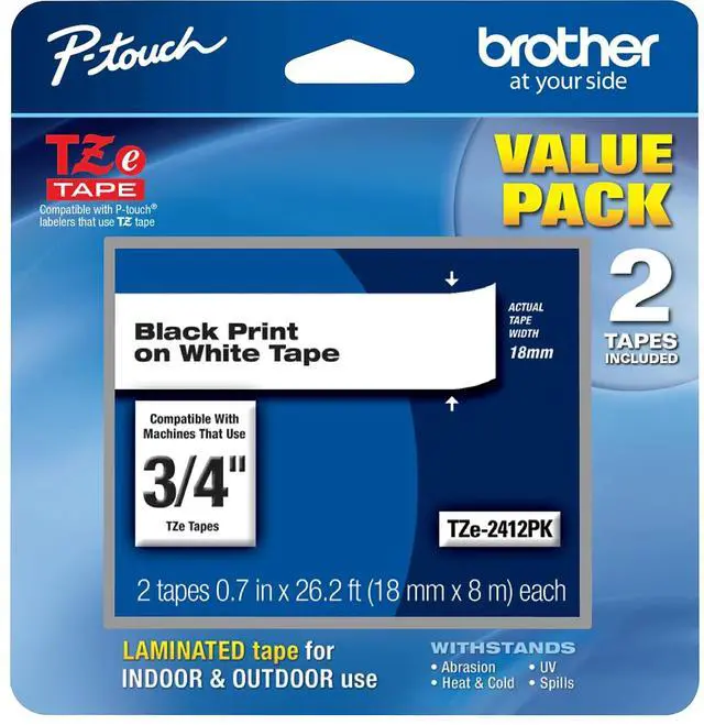 Alt view image 6 of 20 - Brother P-touch TZe TZE241 Label Tape - 45/64" Width x 26 1/5 ft Length - White