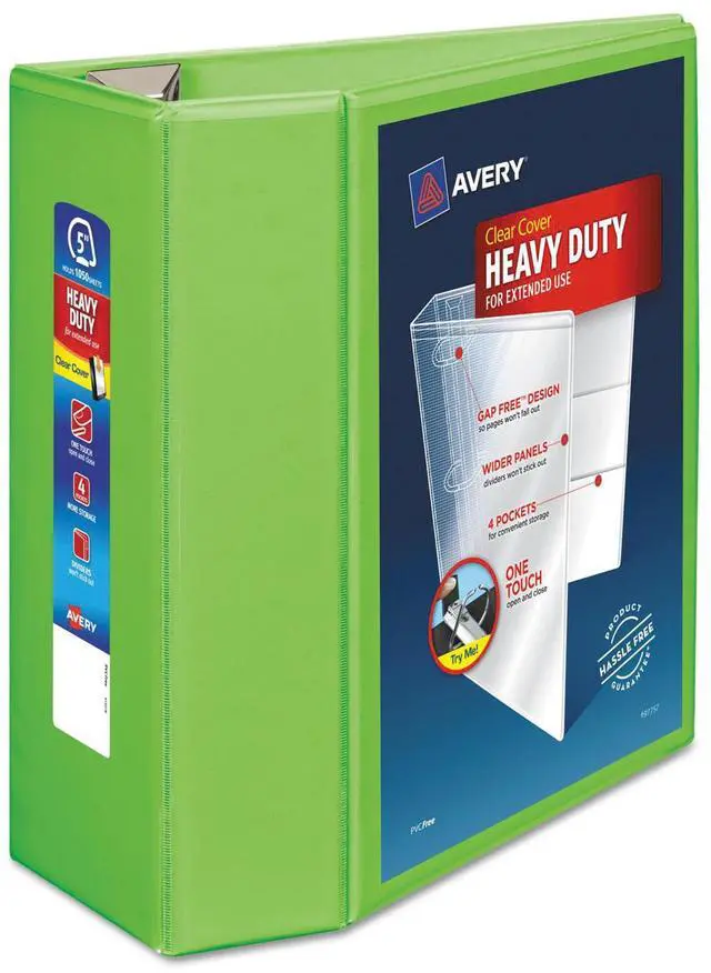Alt view image 7 of 13 - Avery Heavy-Duty View Binder w/Locking EZD Rings 5" Cap Chartreuse 79815