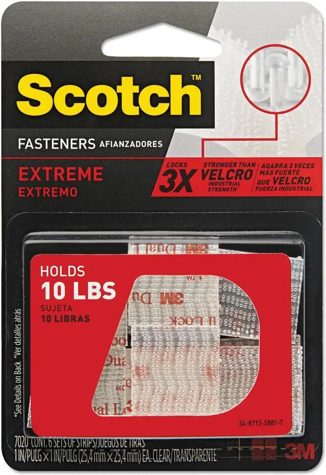Main image of Scotch Extreme Fasteners, 1" X 1", White, 6/Pack RFD7020