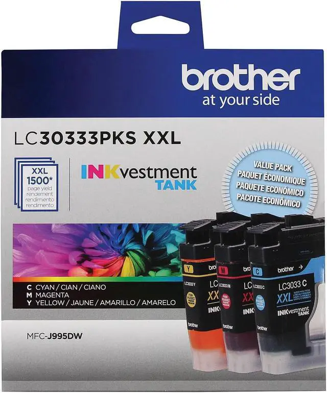 Alt view image 12 of 20 - Brother LC30333PKS Super High Yield Ink Cartridge - Combo Pack - Cyan/Magenta/Yellow