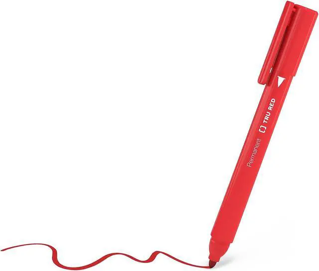 Alt view image 3 of 9 - TRU RED Pen Permanent Markers Fine Tip Red Dozen TR54539