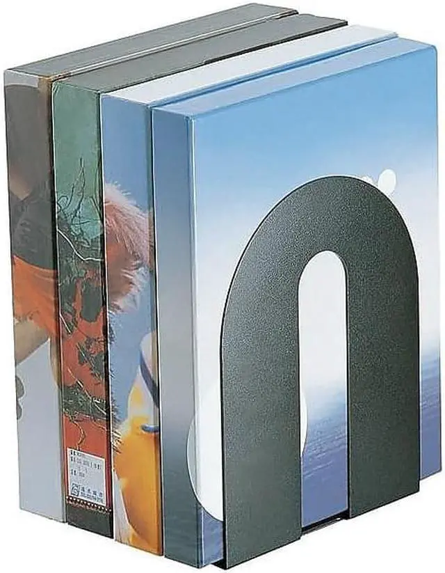 Alt view image 4 of 17 - Officemate Heavy Duty Bookends, Nonskid, 8" X 8" X 10", Steel, Black 93142