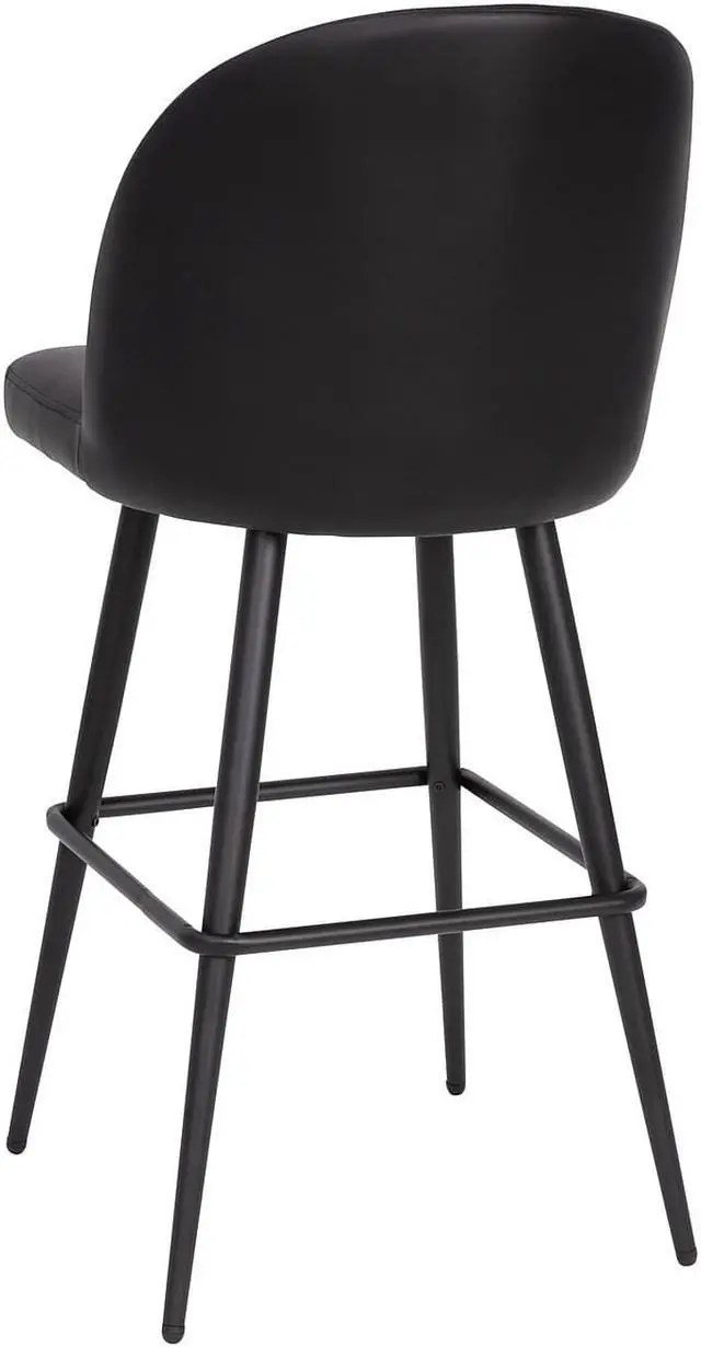 Alt view image 6 of 20 - Lyla 30" Commercial Grade High Back Modern Armless Barstools with Contoured Backrest, Steel Frame and Integrated Footrest, Black LeatherSoft-Set of 2
