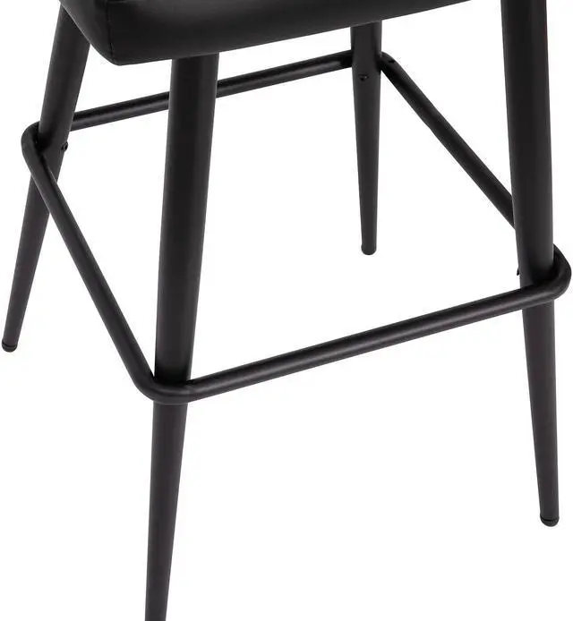 Alt view image 13 of 20 - Lyla 30" Commercial Grade High Back Modern Armless Barstools with Contoured Backrest, Steel Frame and Integrated Footrest, Black LeatherSoft-Set of 2