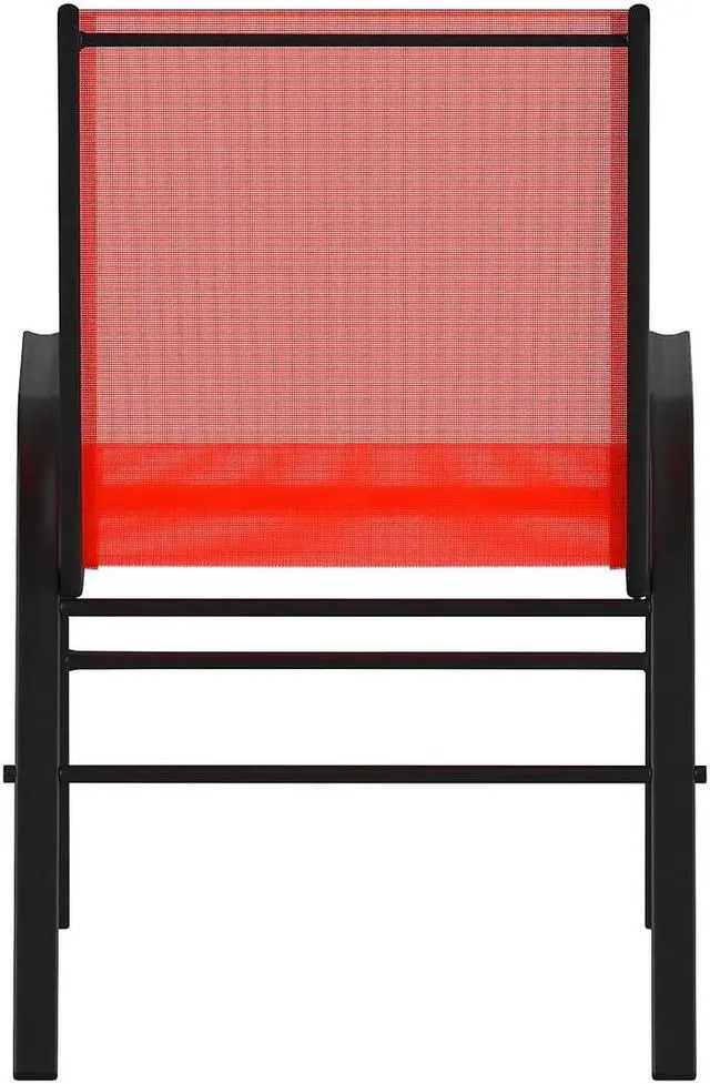 Alt view image 12 of 20 - 4 Pack Brazos Series Black Outdoor Stack Chair with Flex Comfort Material and Metal Frame