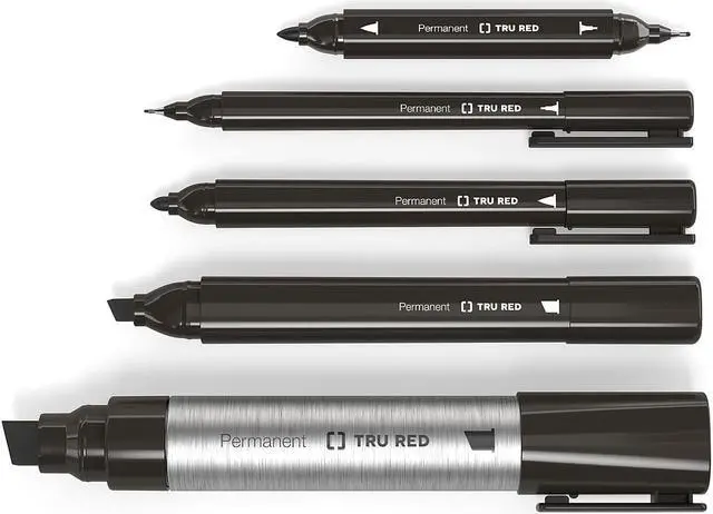 Alt view image 9 of 9 - TRU RED Pen Permanent Markers Fine Tip Red Dozen TR54539