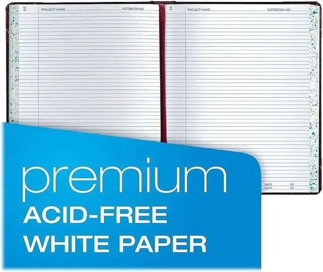 Alt view image 7 of 9 - Boorum & Pease Laboratory Notebook Record Rule 10 3/8 x 8 1/8 White 300 Sheets