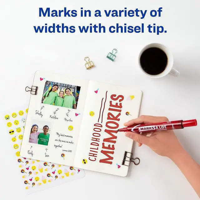 Alt view image 13 of 17 - Avery Marks-A-Lot Large Desk-Style Permanent Marker Chisel Tip Red Dozen 08887