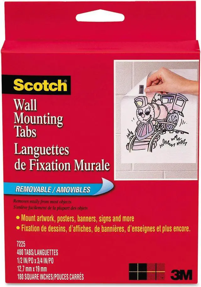 Alt view image 3 of 15 - Scotch Tape,Wall,Mntg,Tab,480/Pk 7225