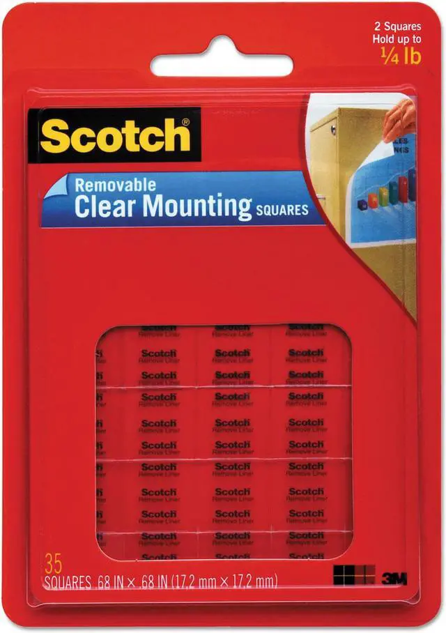 Alt view image 5 of 11 - Scotch Mounting Squares Precut Removable 11/16" x 11/16" Clear 35/Pack 859