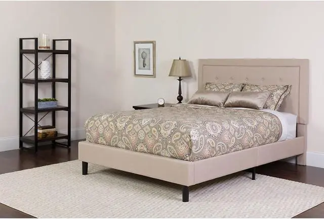 Alt view image 17 of 19 - Addison Light Grey Twin Fabric Upholstered Platform Bed - Headboard with Rounded Edges - No Box Spring or Foundation Needed