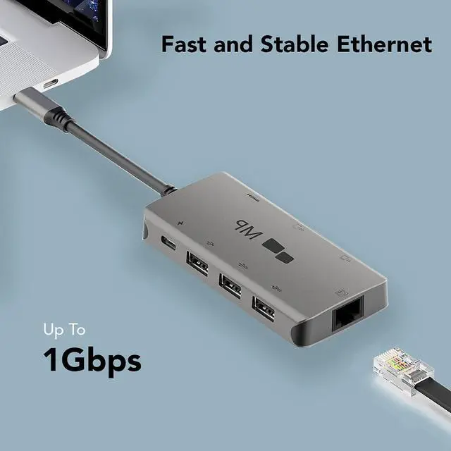 Alt view image 5 of 17 - Mobile Pixels 8-in-1 USB C Hub/Adapter/Dongle USB 3.0 Ports, Ethernet Port, 4K HDMI Port, SD Card Slot, Micro SD Card Slot, USB-C Charging Port, Portable for All Type C Laptops (Space Gray)
