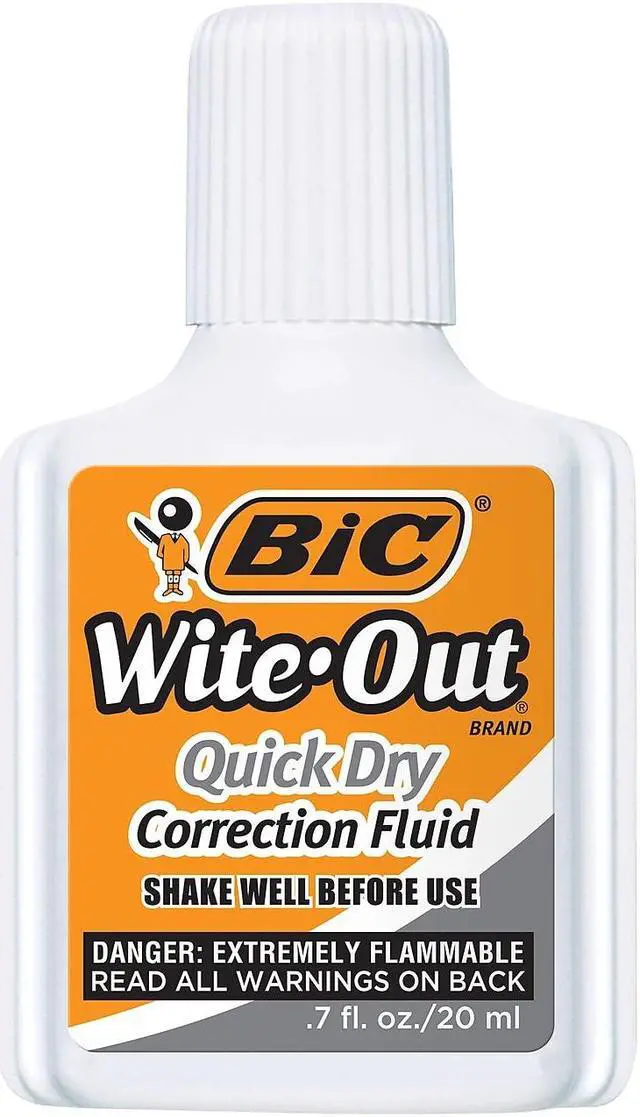Alt view image 20 of 20 - Bic Wite-Out Quick Dry Correction Fluid 20 ml Bottle White 3/Pack WOFQD324