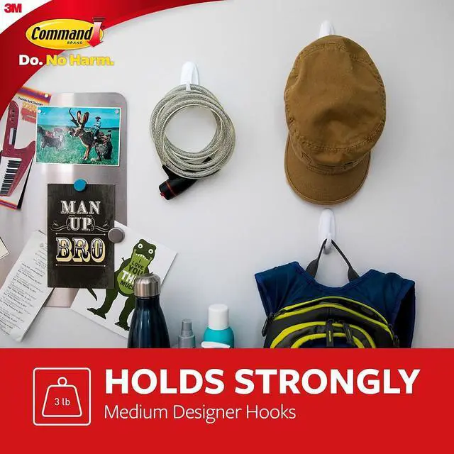 Alt view image 16 of 19 - 3M Command Medium Utility Designer Adhesive Hook (6-Pack) 17081-6ES