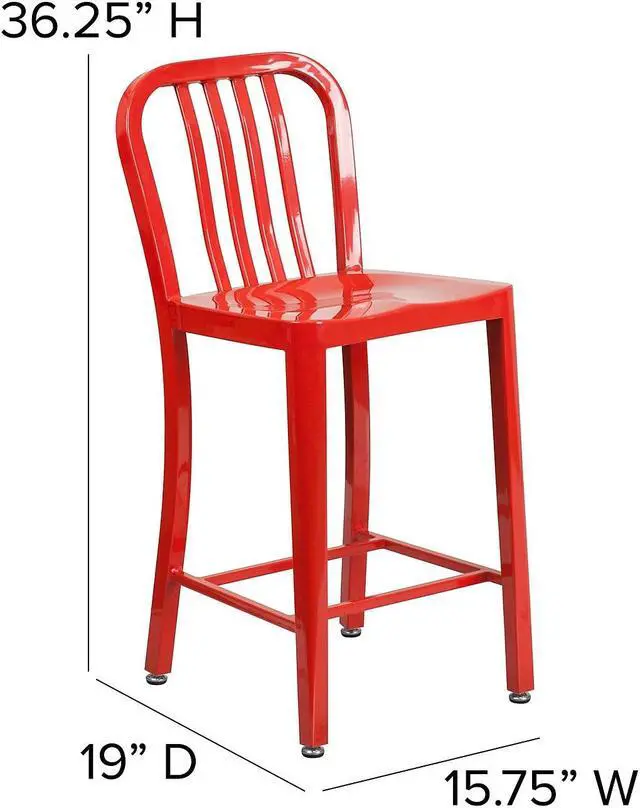 Alt view image 13 of 17 - FLASH FURNITURE 2-CH-61200-30-RED-GG Red Metal Outdoor Stool,30"