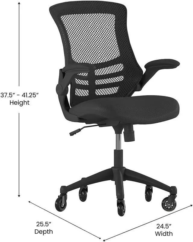 Alt view image 4 of 20 - Flash Furniture Kelista Ergonomic Mesh Swivel Mid-Back Task Office Chair Black (BLX5MBKRLB)