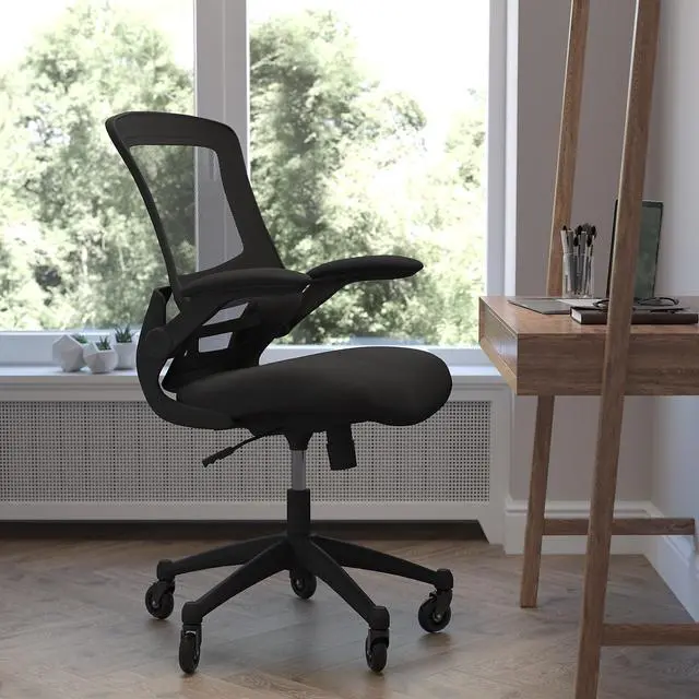 Alt view image 6 of 20 - Flash Furniture Kelista Ergonomic Mesh Swivel Mid-Back Task Office Chair Black (BLX5MBKRLB)
