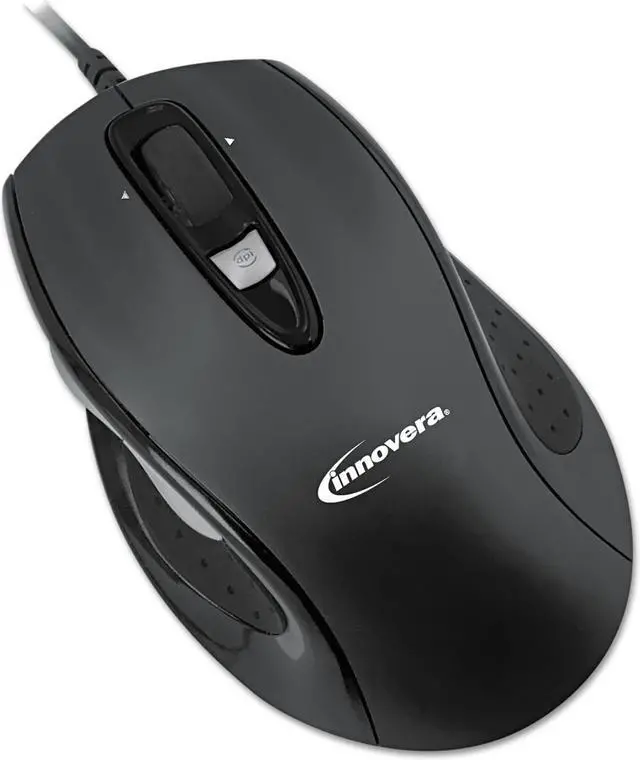 Alt view image 2 of 8 - Innovera Full-Size Wired Optical Mouse USB Black 61014