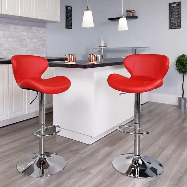 Alt view image 8 of 13 - Caleb Modern Armless 30 Inch Bar Height Commercial Grade Barstools with Footrests in Black LeatherSoft and Black Matte Iron Frames, Set of 2
