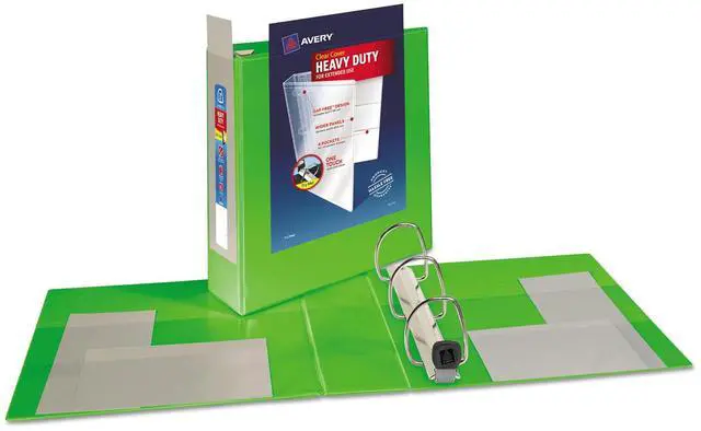 Alt view image 2 of 20 - Avery Heavy-Duty View Binder w/Locking EZD Rings 3" Cap Chartreuse 79779