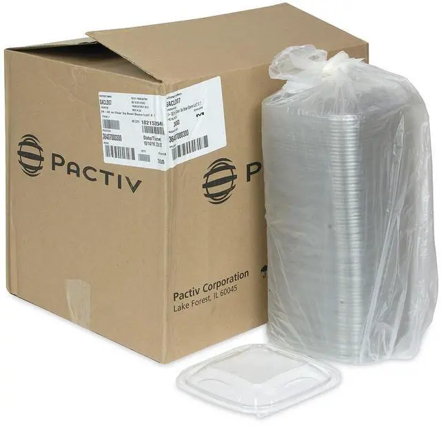 Alt view image 14 of 16 - Pactiv Container Lids, For 24-32 oz Bases, 7.38x7.38x0.82 SACLD07